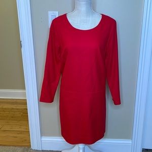 J Crew red long sleeve shift dress